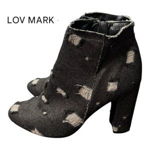 Lov Mark Striker Pewter Denim Women's Heeled Ankle Boots Booties 8.5